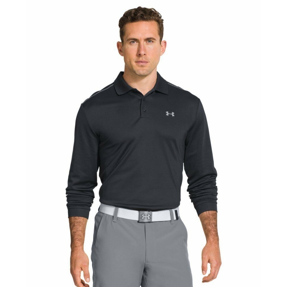 Under Armor Mens Long Sleeve Black Polo 2XL